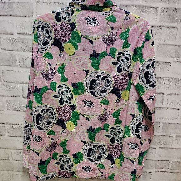 Talbots Pink and Green Blouse with Vibrant Pattern - Picture 4 of 4